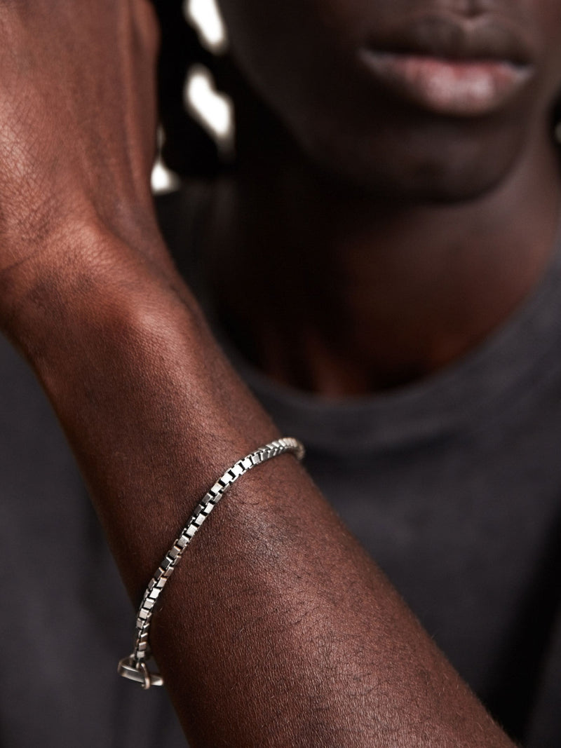 AllSaints silver tone box chain bracelet - British product