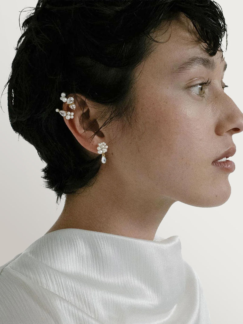 Completedworks silver earrings with freshwater pearls and cubic zirconia - British product