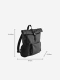 Black roll top backpack polyurethane construction - British product