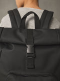 Black roll top backpack polyurethane construction - British product
