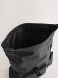 Black roll top backpack polyurethane construction - British product