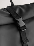 Black roll top backpack polyurethane construction - British product