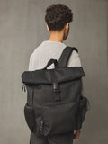 Black roll top backpack polyurethane construction - British product