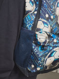 Blue football backpack recycled polyester - British product