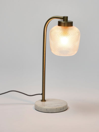 Next Oliver Bonas Clear Luce Gold Glass & Marble Desk & Table Lamp, 47cm- Buy online at McGrocer
