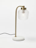 Oliver Bonas Clear Luce gold glass marble desk table lamp, imported from the UK