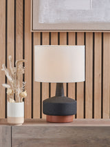 Next Pacific Black Wood Effect Textured Ceramic Table Lamp- Buy online at McGrocer