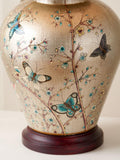 Pacific Gold butterfly ceramic table lamp with tapered shade (British brand)