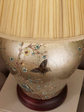 Pacific Gold butterfly ceramic table lamp with tapered shade (British brand)