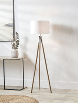 Next Pacific Silver Metal Wood Grain Tripod Floor Lamp- Buy online at McGrocer
