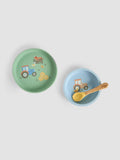 JoJo Maman Bébé silicone mealtime set tractor print, UK version