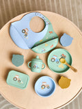 JoJo Maman Bébé silicone mealtime set tractor print, UK version