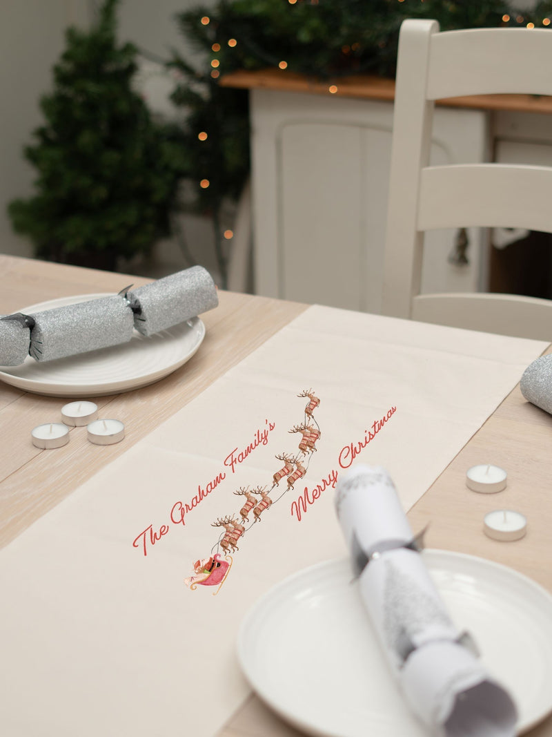Jonnys Sister personalised reindeer table runner - British product