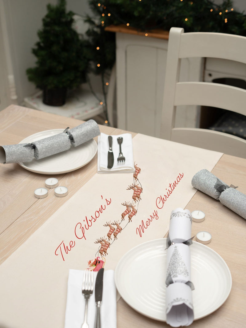 Jonnys Sister personalised reindeer table runner - British product