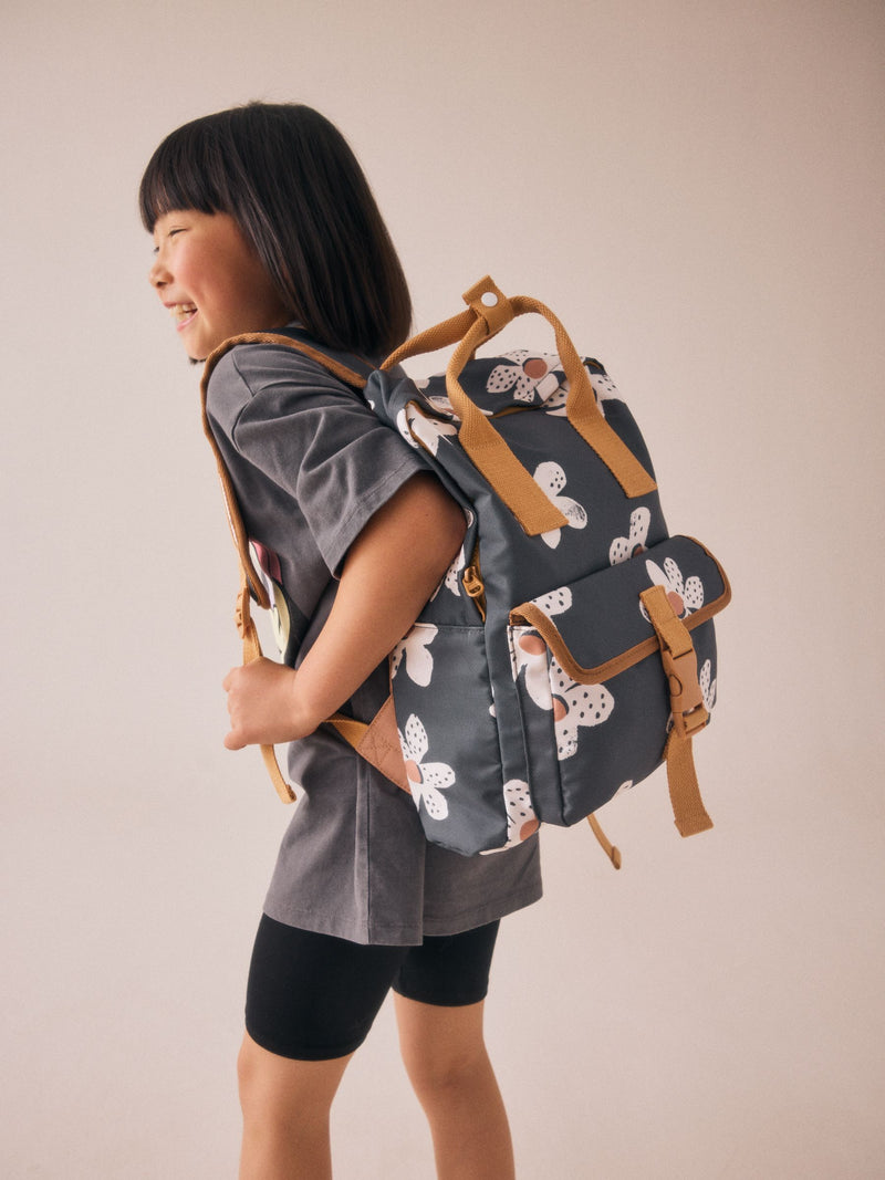 Stampy flower backpack with recycled polyester (British brand)
