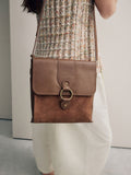 Tan brown genuine leather pocket messenger bag, UK version