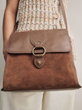 Tan brown genuine leather pocket messenger bag, UK version
