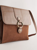 Tan brown genuine leather pocket messenger bag, UK version