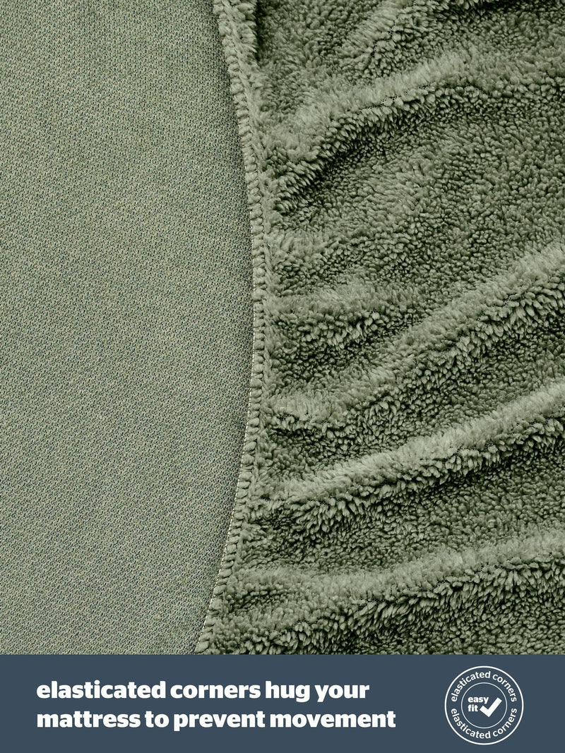 Silentnight Sage Teddy Fleece Fitted Sheet (British brand)