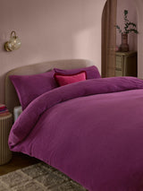 Dark Pink Teddy Fleece Duvet Cover and Pillowcase Set