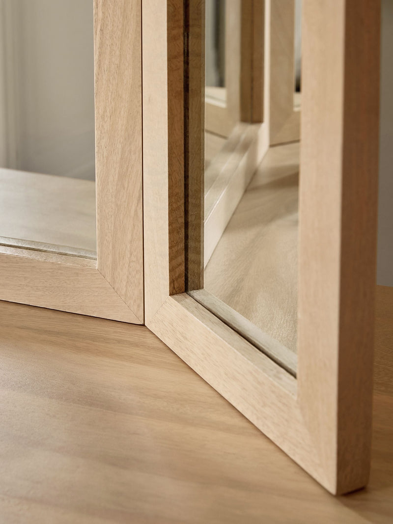 Light natural Sadie mango wood mirror with three panels - British product