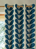 Orla Kiely blue botanica blackout eyelet curtains (British brand)