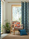 Orla Kiely blue botanica blackout eyelet curtains (British brand)