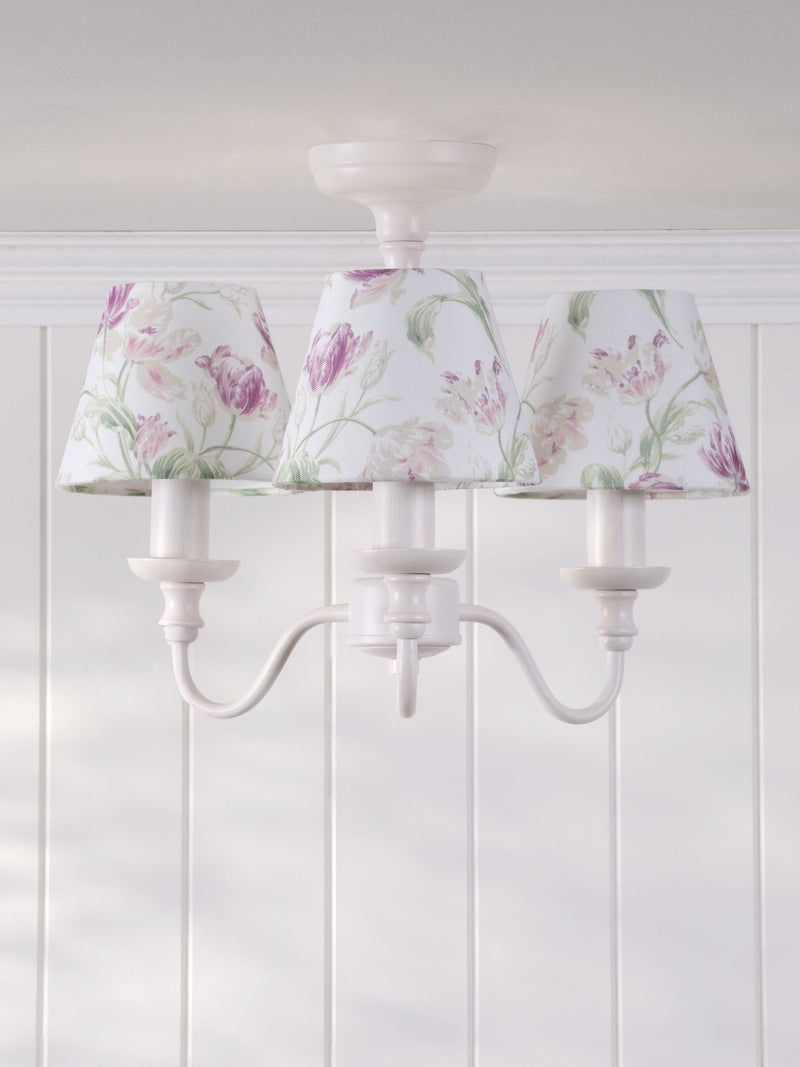 Laura Ashley White Gosford 3 light semi flush ceiling light (British brand)