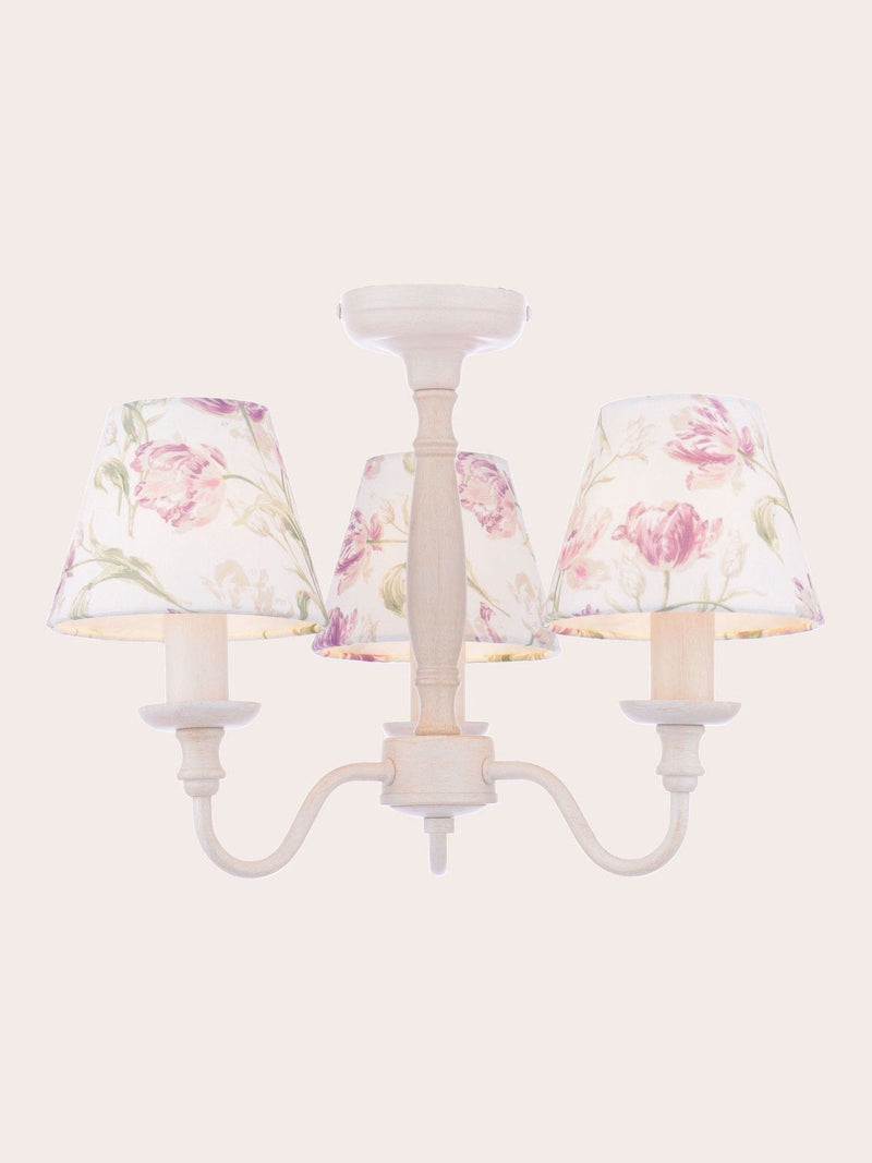 Laura Ashley White Gosford 3 light semi flush ceiling light (British brand)