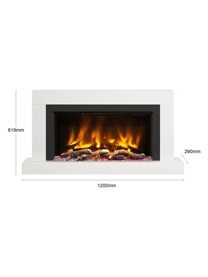 Be Modern White Micro Marble Impero 47 inch electric fire, UK version