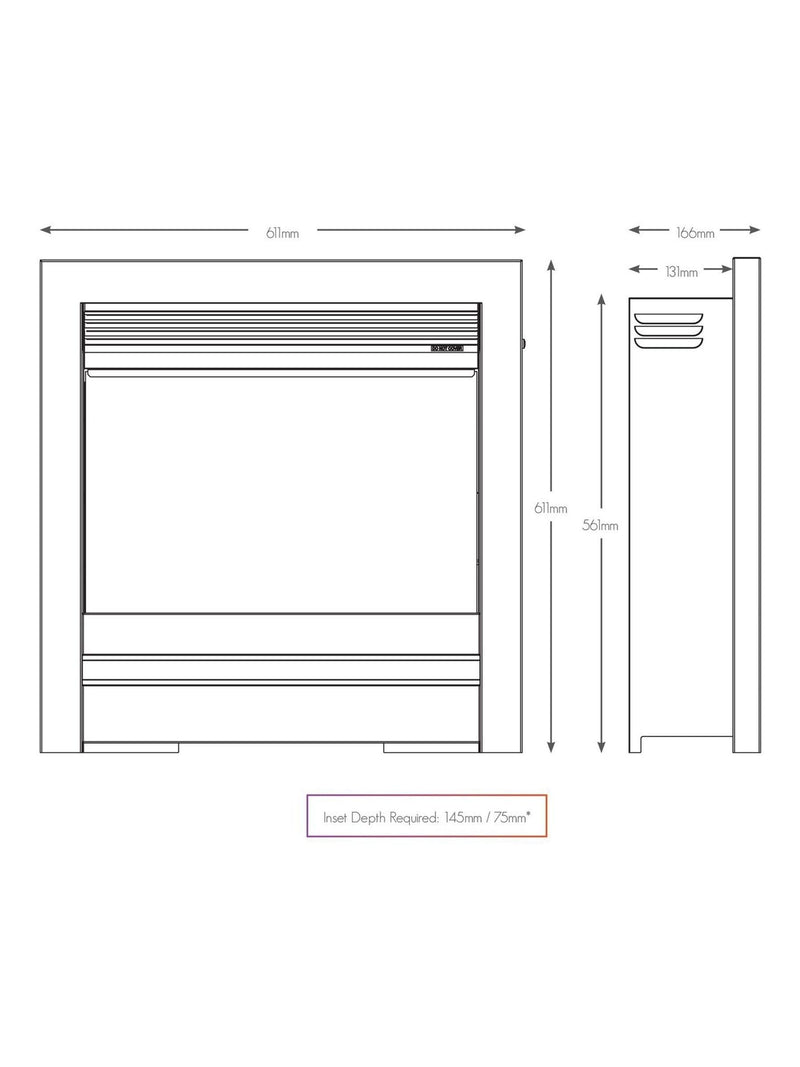 Be Modern Pryzm Edge 22-inch inset electric fireplace, UK version