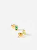 Oliver Bonas gold plated stud earrings with green siamite, imported from the UK
