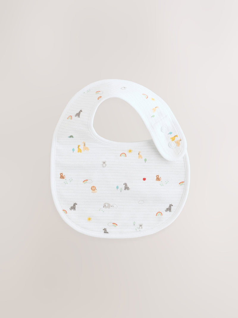 White animal print baby bibs 5 pack (British brand)