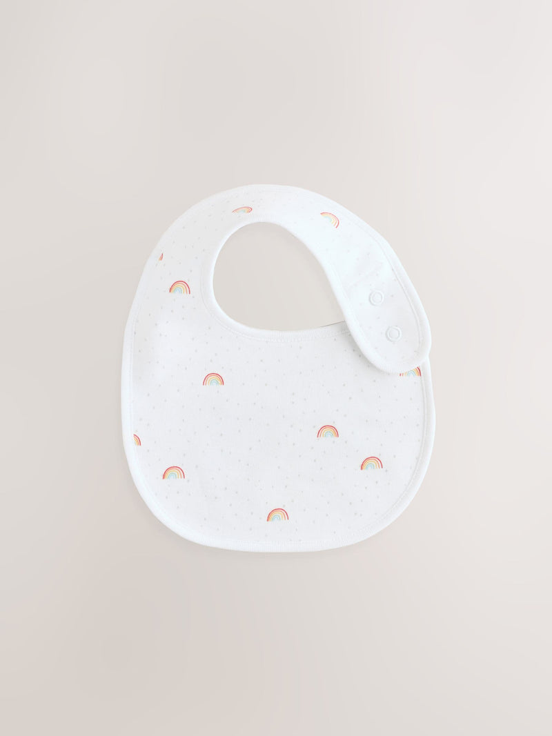 White animal print baby bibs 5 pack (British brand)
