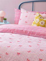 Next heya home Pink Gingham Bows Duvet Set- Buy online at McGrocer