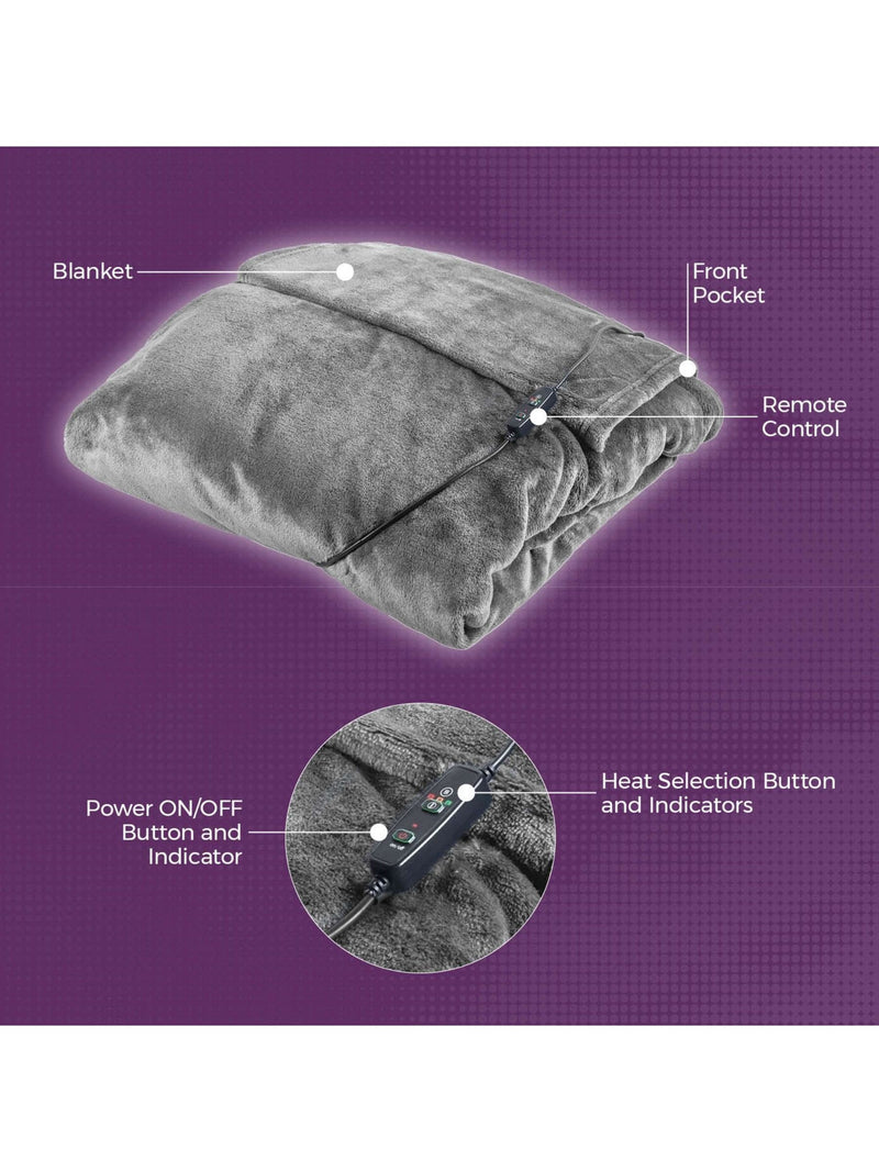 Carmen grey heated wearable blanket - British product