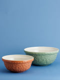 Mason Cash green and orange mixing bowl set, imported from the UK