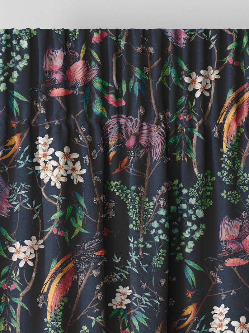 Graham & Brown Night Blue Clavering Birds made to measure curtains, imported from the UK