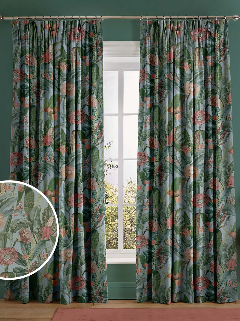Graham & Brown Tigerlily sky blue made to measure curtains, UK version