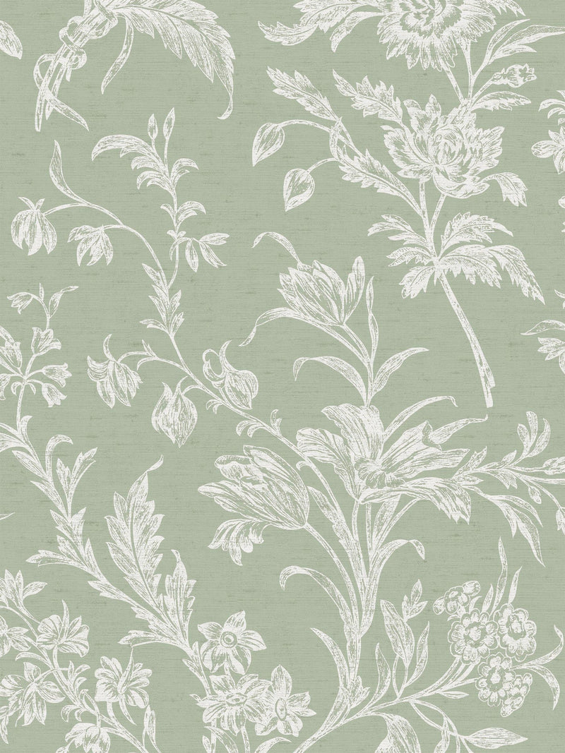 Laura Ashley Green Lloyd floral wallpaper 10m - British product