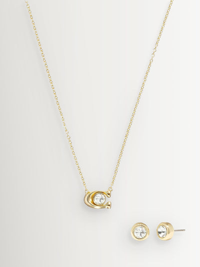 Next COACH Gold Tone Signature Necklace and Earrings Set- Buy online at McGrocer