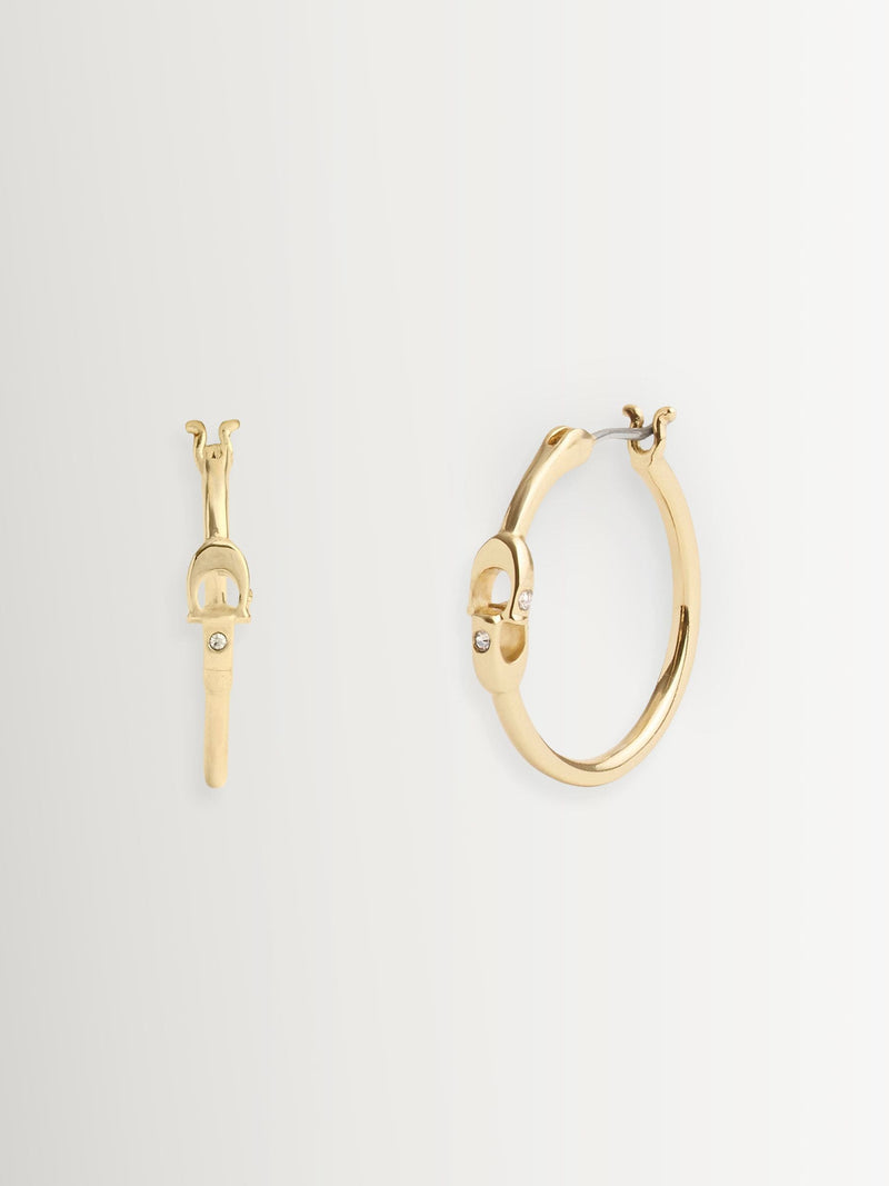 COACH Gold Tone Signature Hoop Earrings - British product