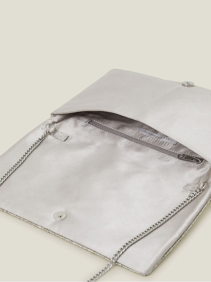 Accessorize Silver Tianna embellished clutch bag (British brand)
