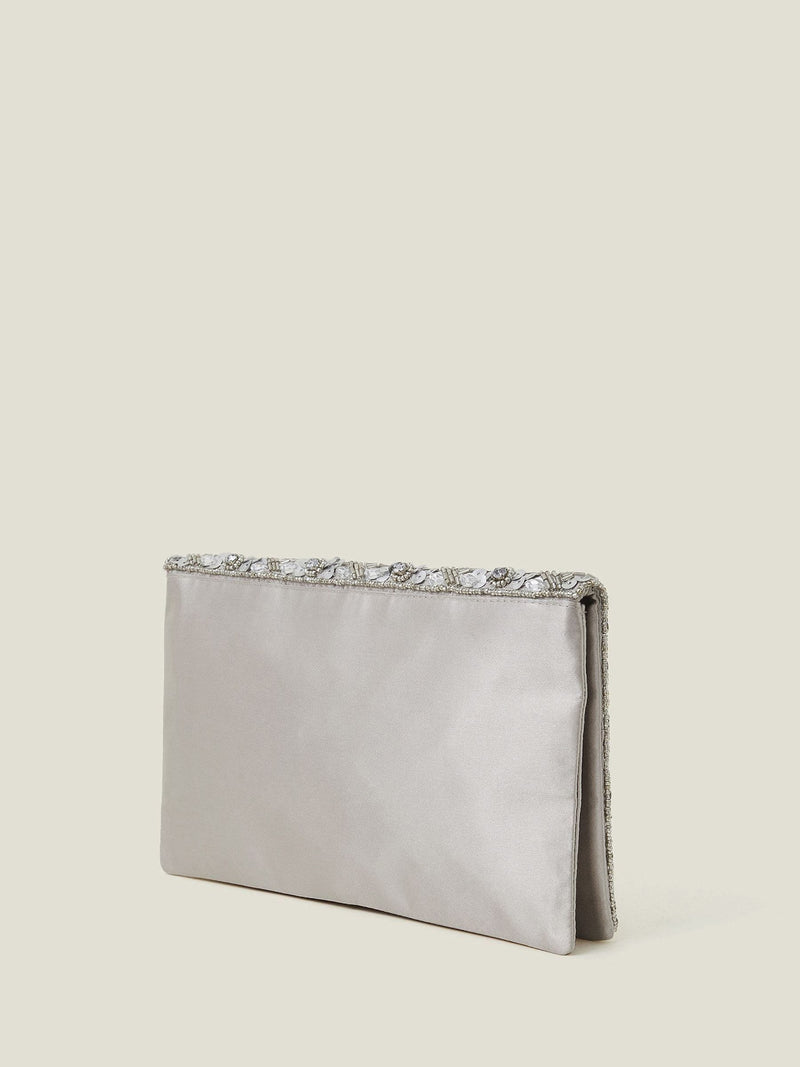 Accessorize Silver Tianna embellished clutch bag (British brand)