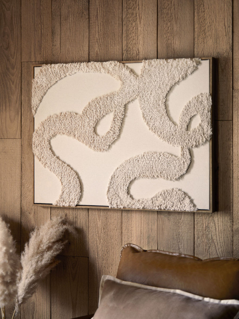 Natural Fabric Boucle Abstract Framed Wall Art 78x4x58cm, imported from the UK