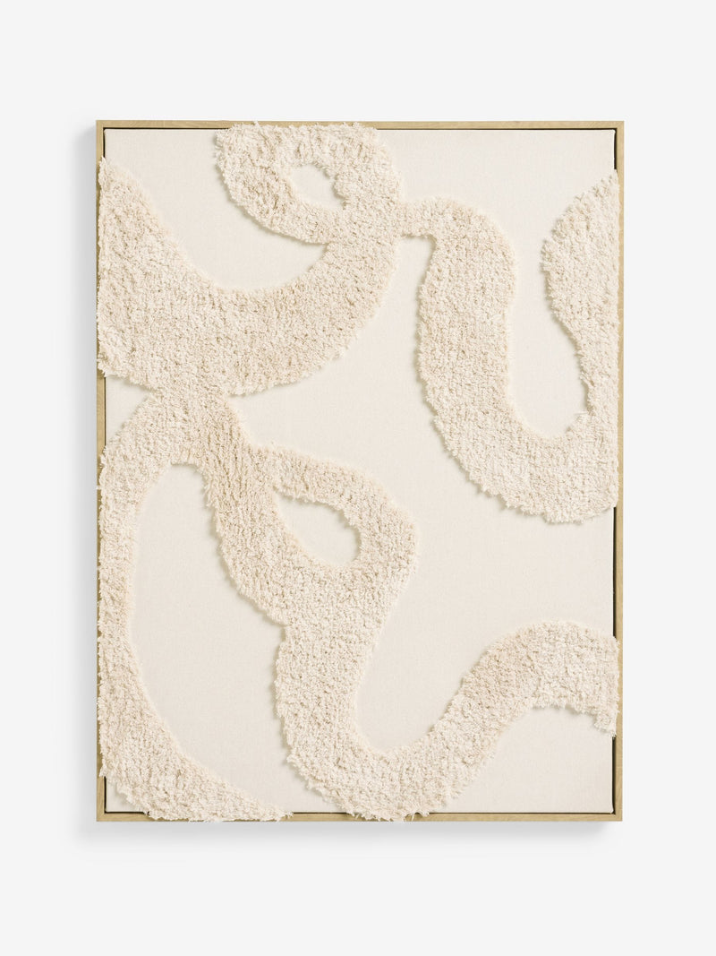 Natural Fabric Boucle Abstract Framed Wall Art 78x4x58cm, imported from the UK