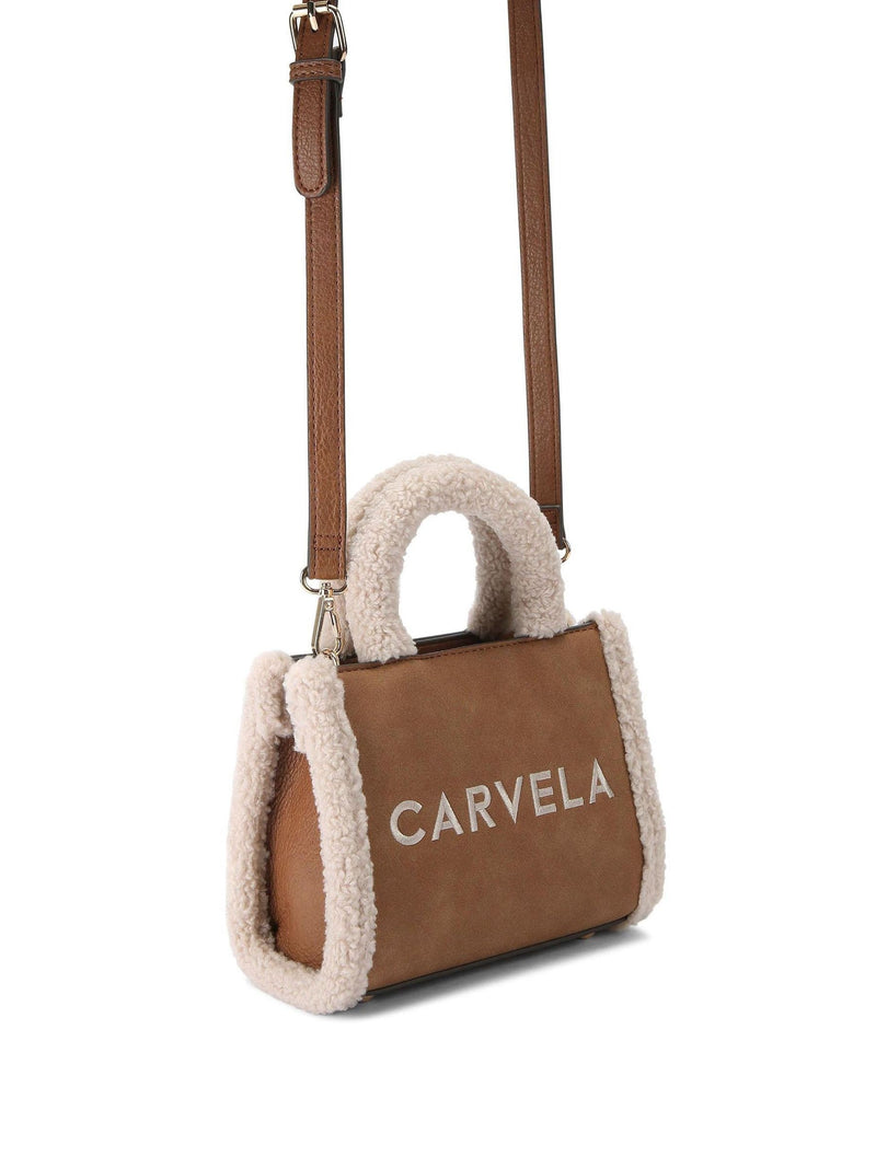 Carvela faux fur micro tote bag tan - British product