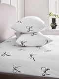 Black/White Bow fitted sheet and pillowcase set Single - British product