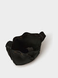 Osprey London Monterrey leather bucket bag in black, imported from the UK