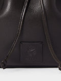 Osprey London Monterrey leather bucket bag in black, imported from the UK